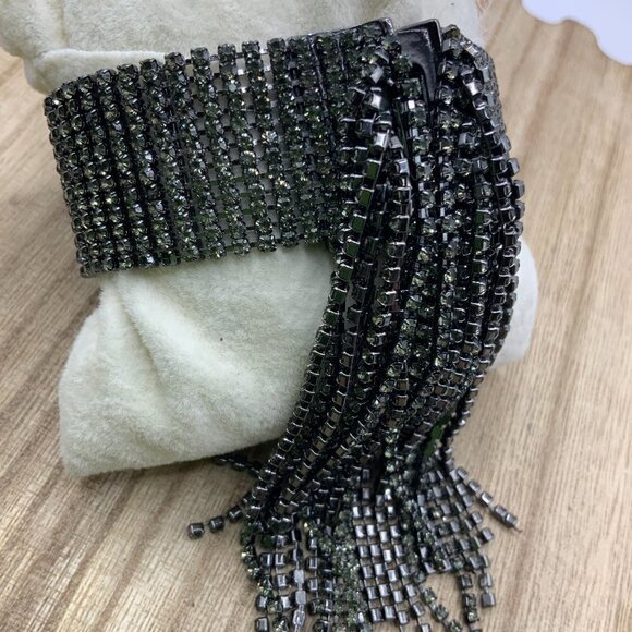 Banana Republic Fringe Gun Metal Rhinestone Bracelet - Picture 2 of 10
